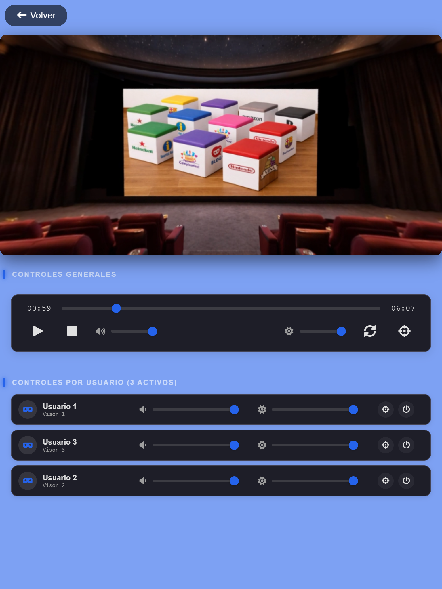 Interfaz de control Spinbox VR